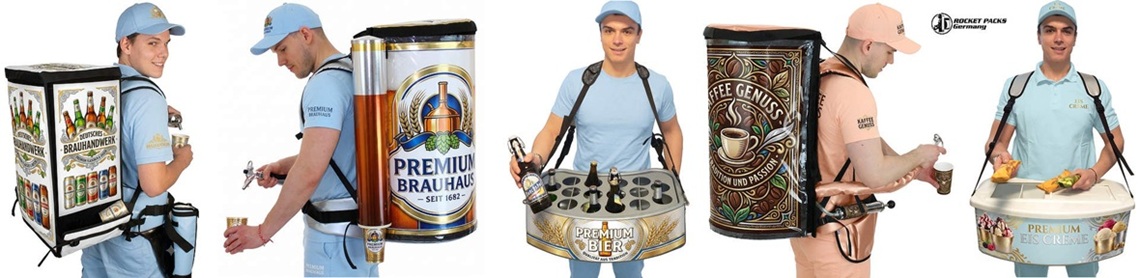 Mobiles Bier-Catering mit dem Rocket Packs Bier-Rucksack bei einer Veranstaltung